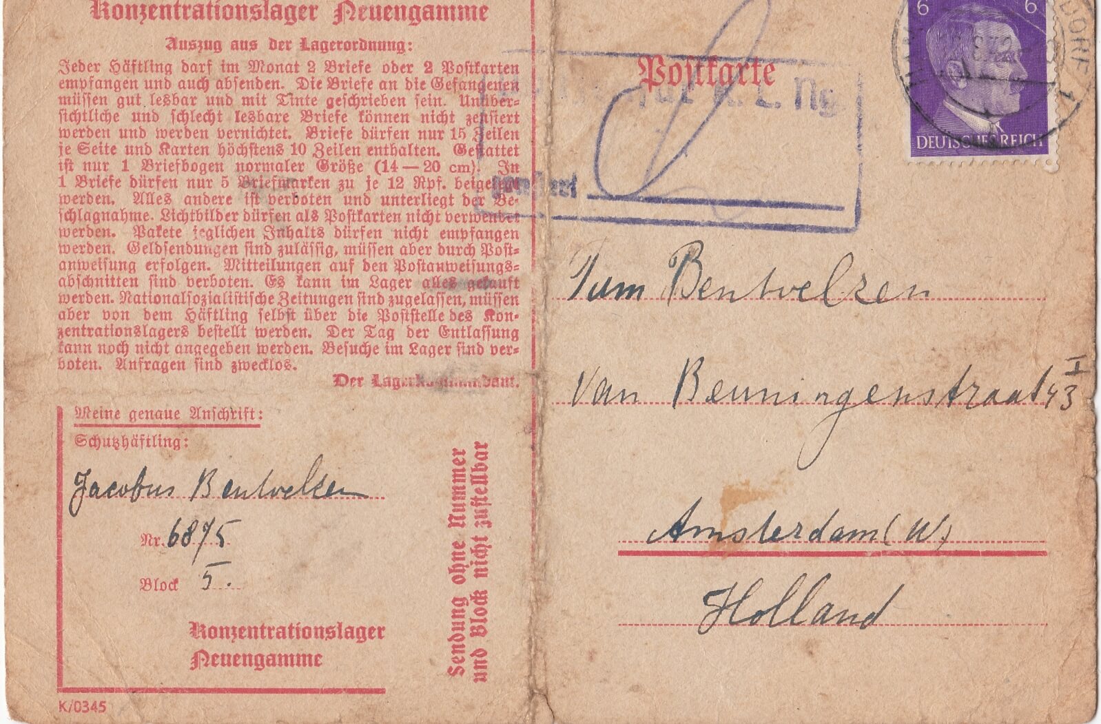 postkaart KZ Neuengamme